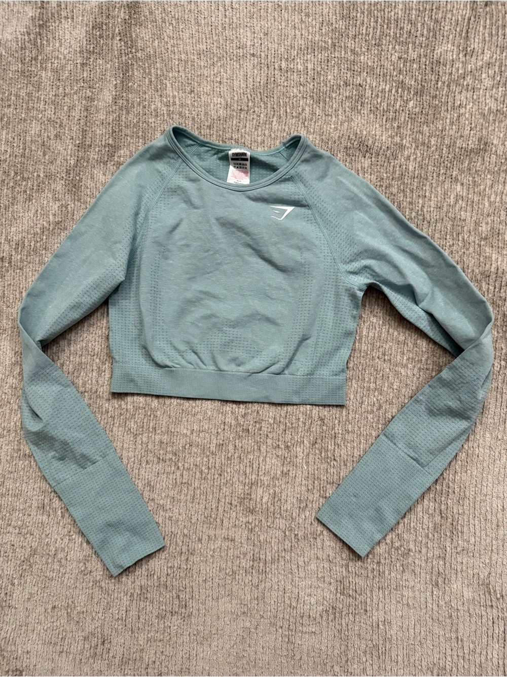 Gymshark Seamless Long Sleeve Crop Top Sage Green Size M